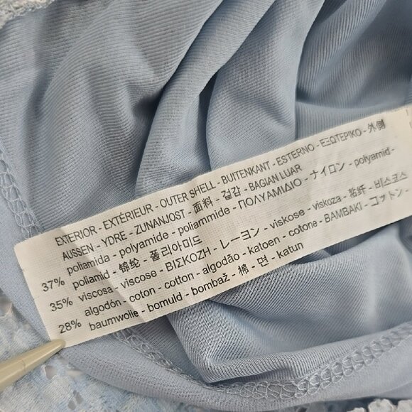 ZARA Basic Women's Light Blue Embroidered Lace Pencil Skirt Back Slit Size M - Picture 11 of 15